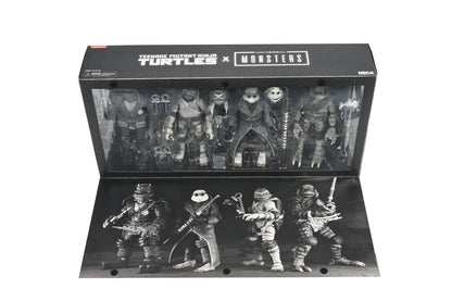 PREVENTA Neca Figura de Accion: Universal Monsters x TMNT - Tortugas En Blanco Y Negro 4 Pack 7 Pulgadas