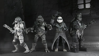 PREVENTA Neca Figura de Accion: Universal Monsters x TMNT - Tortugas En Blanco Y Negro 4 Pack 7 Pulgadas