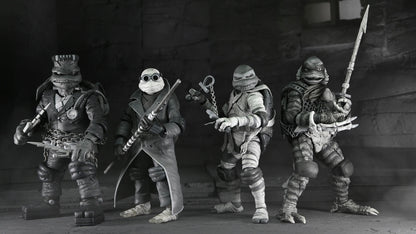 PREVENTA Neca Figura de Accion: Universal Monsters x TMNT - Tortugas En Blanco Y Negro 4 Pack 7 Pulgadas