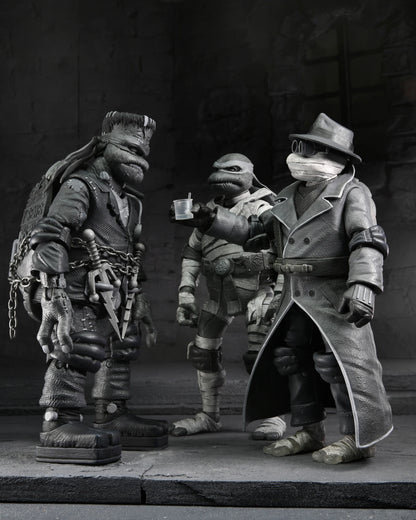 PREVENTA Neca Figura de Accion: Universal Monsters x TMNT - Tortugas En Blanco Y Negro 4 Pack 7 Pulgadas