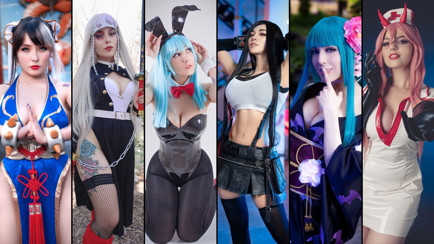 cosplayers representanto diferentes personajes