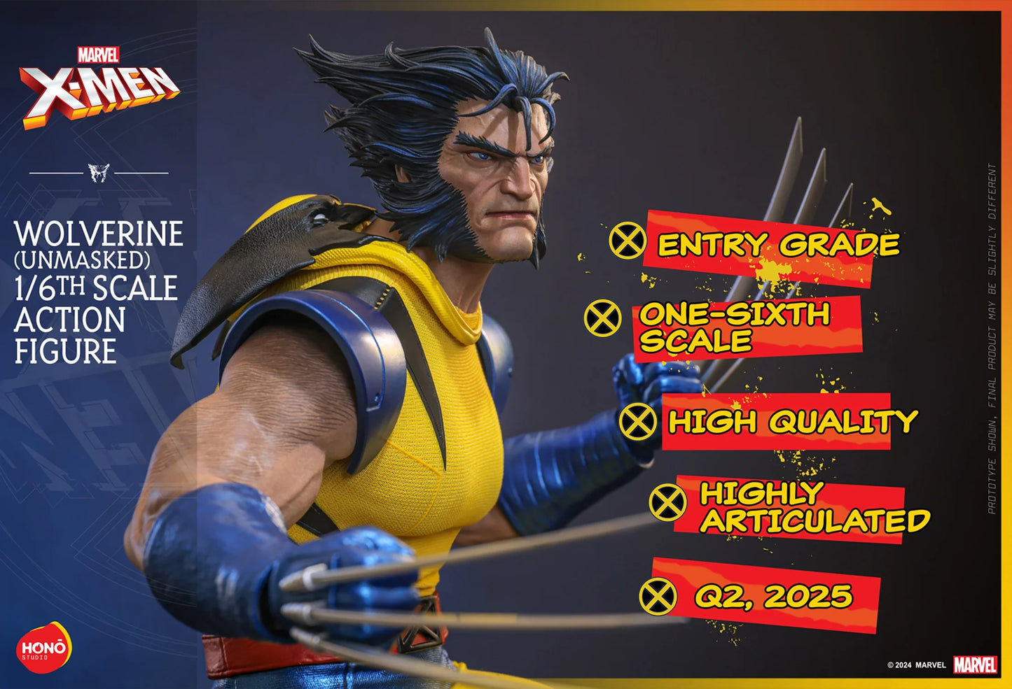 PREVENTA Hono Studio Action Figure: Marvel X-Men - Wolverine Unmasked Escala 1/6