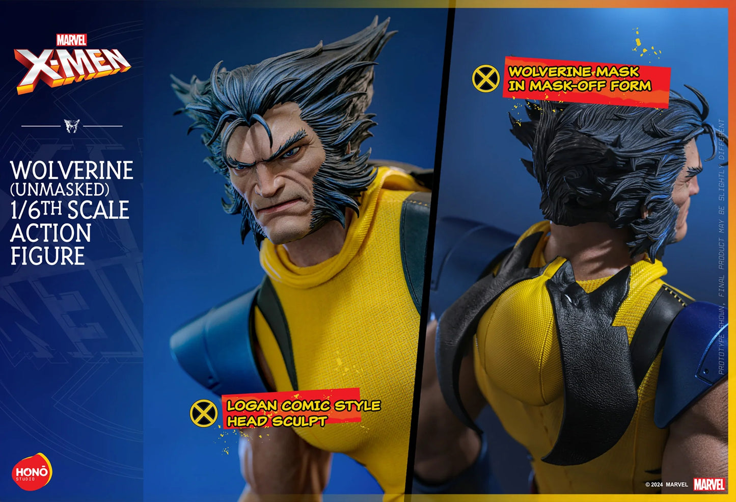 PREVENTA Hono Studio Action Figure: Marvel X-Men - Wolverine Unmasked Escala 1/6