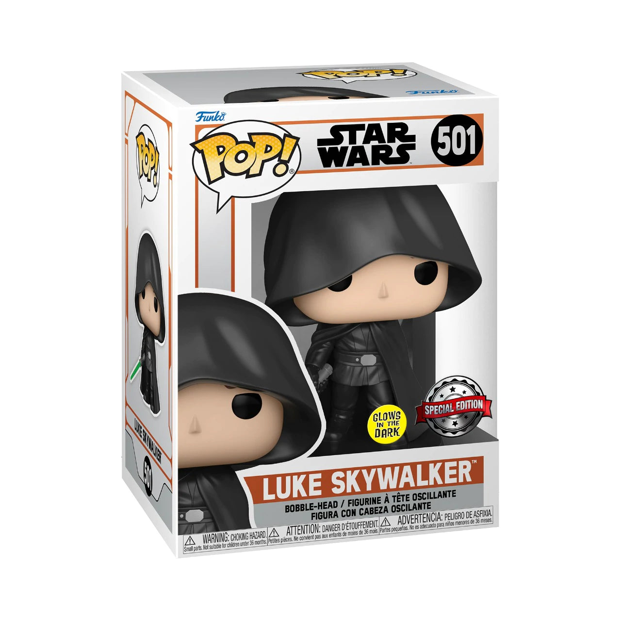 Funko Pop Star Wars: The Mandalorian - Luke Skywalker con Capa Glow Exclusivo